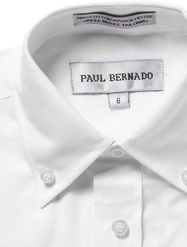 Paul Bernado Boys Button Down Oxford Shirt - Long Short Sleeve Dressy Uniform Casual - CLEARANCE - FINAL SALE