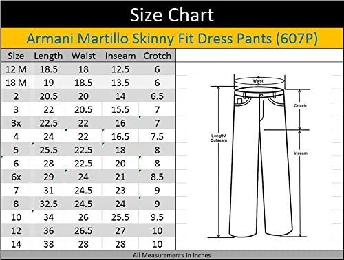 Armando Martillo Boys Flat Front Adjustable Waist Extra Slim Skinny Fit Dress Pants