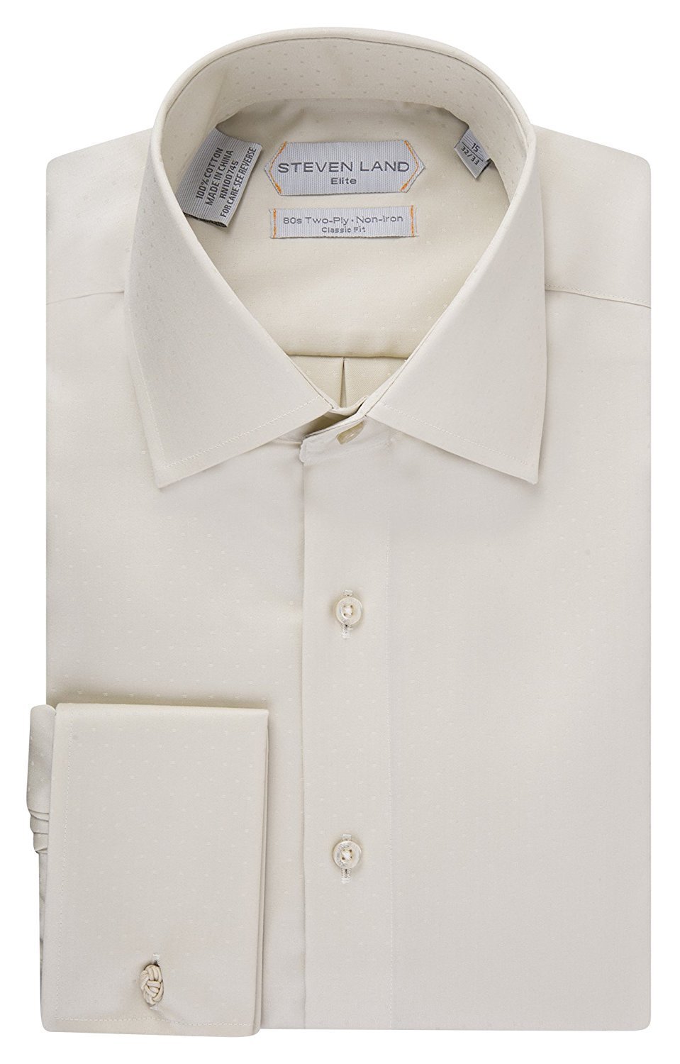 Steven Land Elite Men's Classic Fit French Cuff Non Iron Dot Printed Cotton Dress Shirt - Colors - CLEARANCE, FINAL SALE!