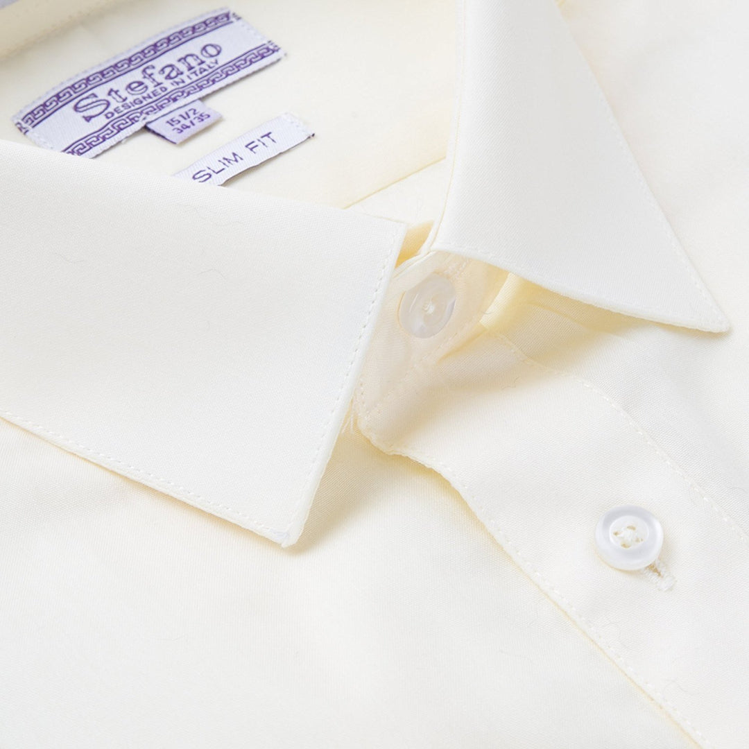Stefano Men's Slim Fit Solid Poplin Dress Shirt - CLEARANCE - FINAL SALE