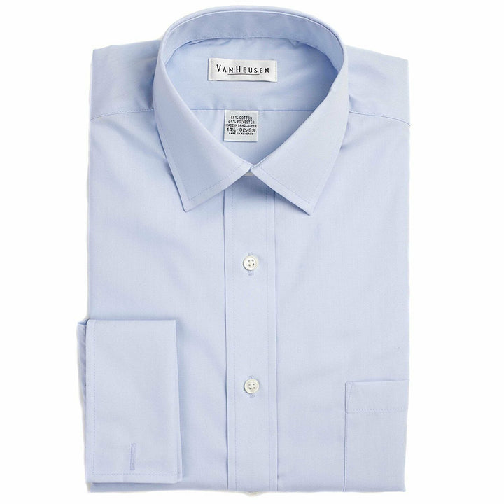 Van Heusen Men's Regular Fit Wrinkle Free Broadcloth French Cuff Solid Dress Shirt. CLEARANCE, FINAL SALE!