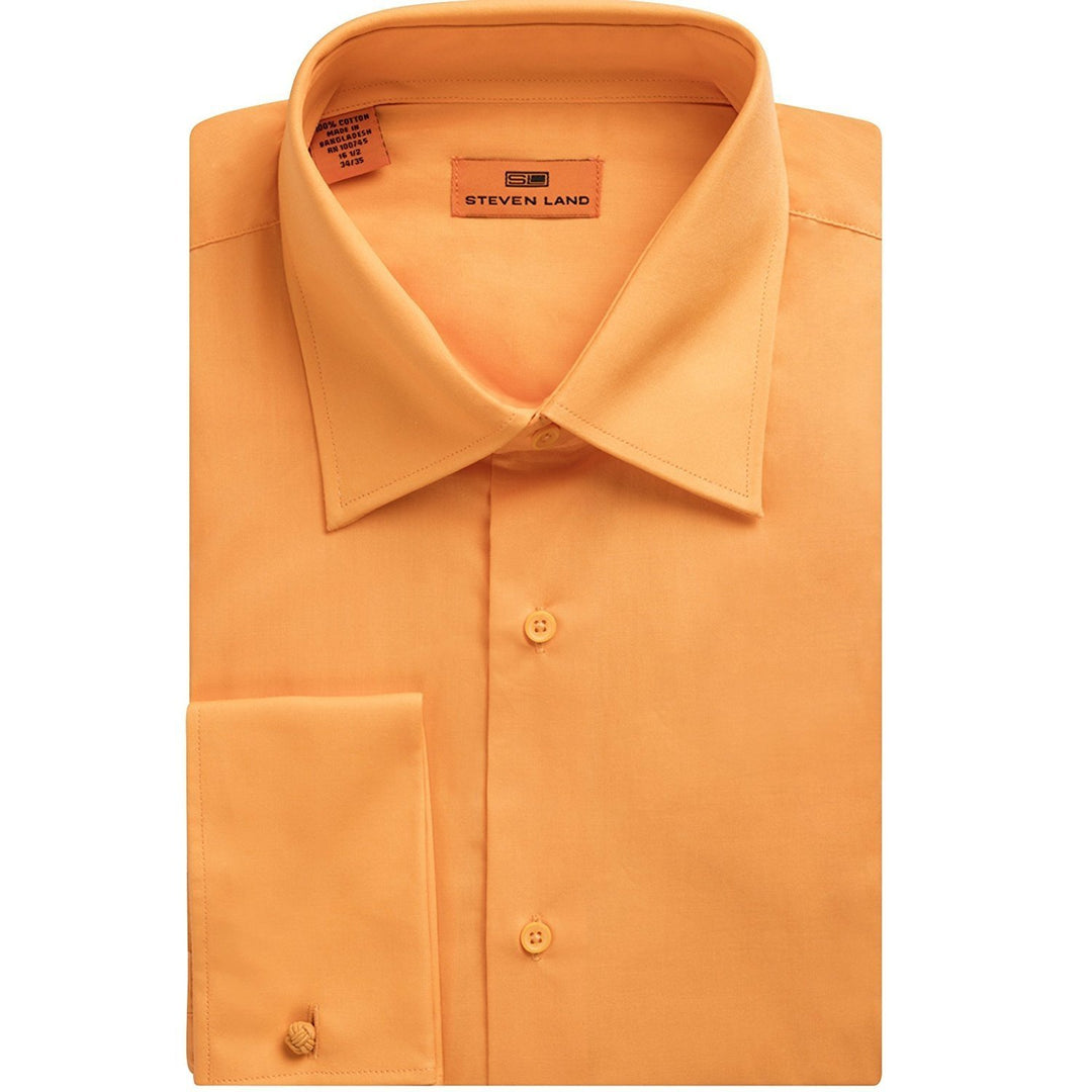 Steven Land Men's French Cuff Regular Fit Poplin Solid Dress Shirt - CLEARANCE - FINAL SALE